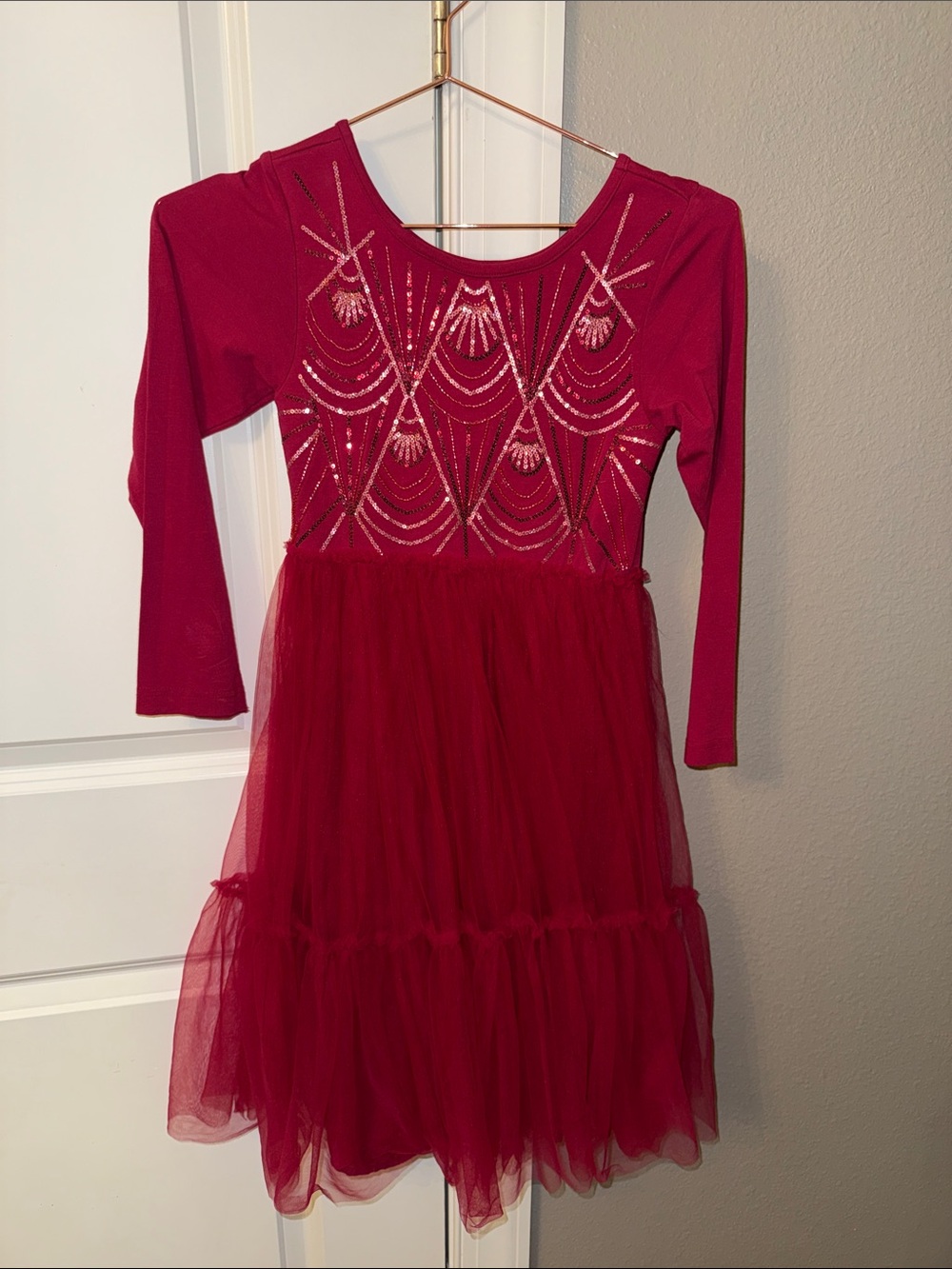 Cotton On Red Sequin Tulle Party Dress - Girls